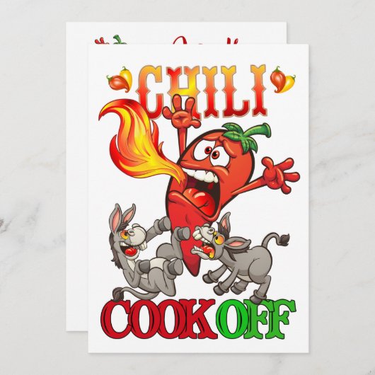 Chili Cook Off Invitation Kaart (Voorkant / Achterkant)