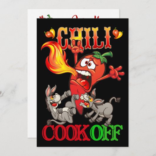 Chili Cook Off Invitation Kaart (Voorkant / Achterkant)