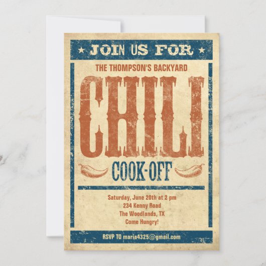 Chili Cook off-uitnodigingen Kaart (Voorkant)