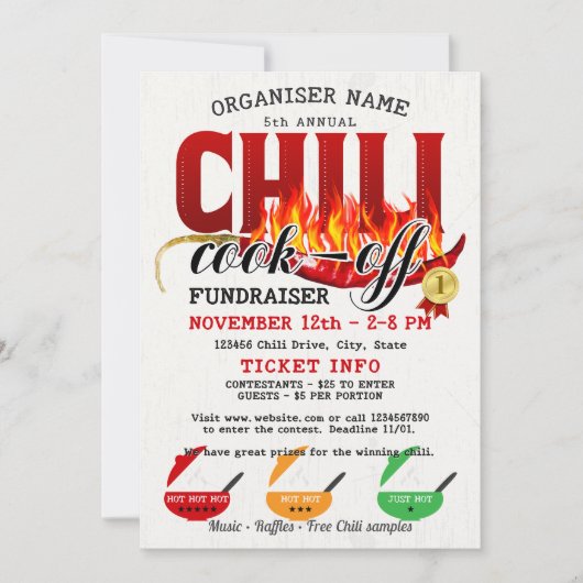 Chili Cookoff Cook voor Fundraiser Community Party Kaart (Voorkant)