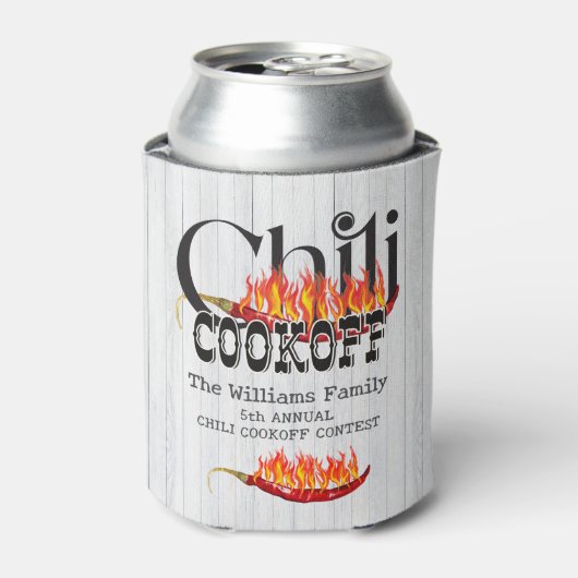 Chili Cookoff Kook van Contest Rustic Family Party Blikjeskoeler (Blikje Voorkant)