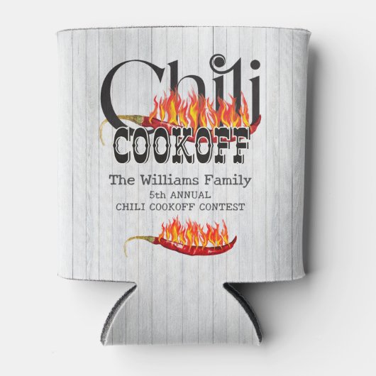 Chili Cookoff Kook van Contest Rustic Family Party Blikjeskoeler (Voorkant)