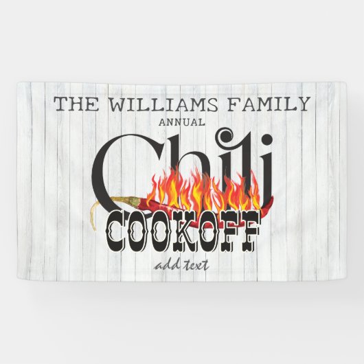 Chili Cookoff Kook van Contest Rustic Family Party Spandoek (Horizontaal)