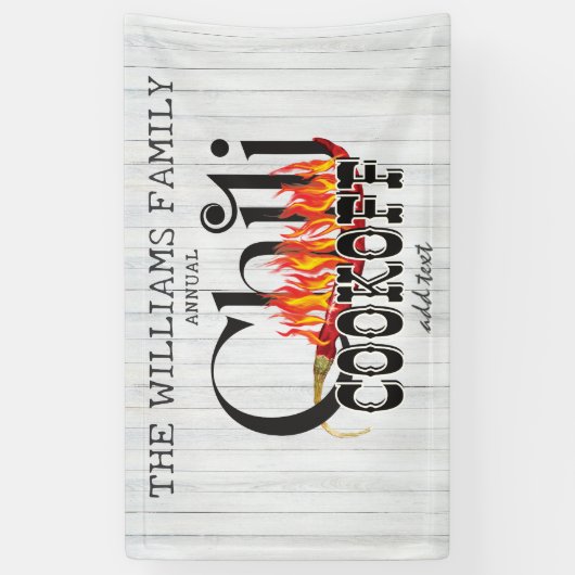 Chili Cookoff Kook van Contest Rustic Family Party Spandoek (Verticaal)