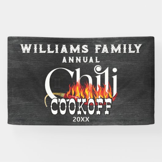 Chili Cookoff Kook van Contest Rustic Family Party Spandoek (Horizontaal)