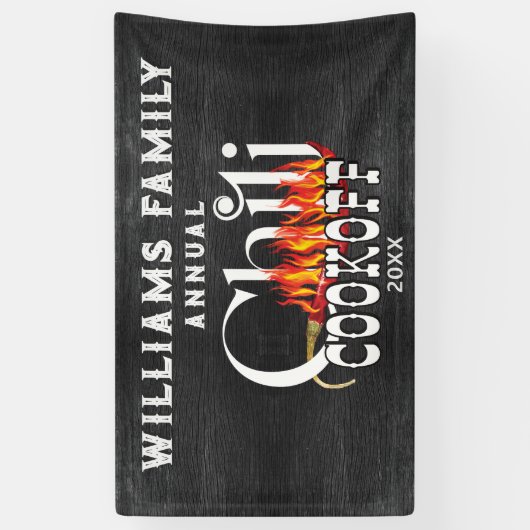 Chili Cookoff Kook van Contest Rustic Family Party Spandoek (Verticaal)