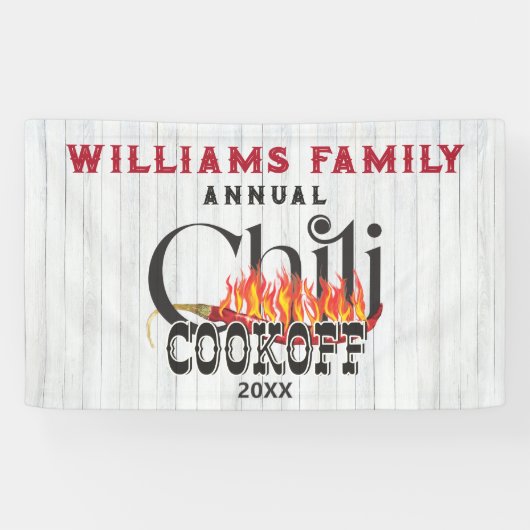 Chili Cookoff Kook van Contest Rustic Family Party Spandoek (Horizontaal)