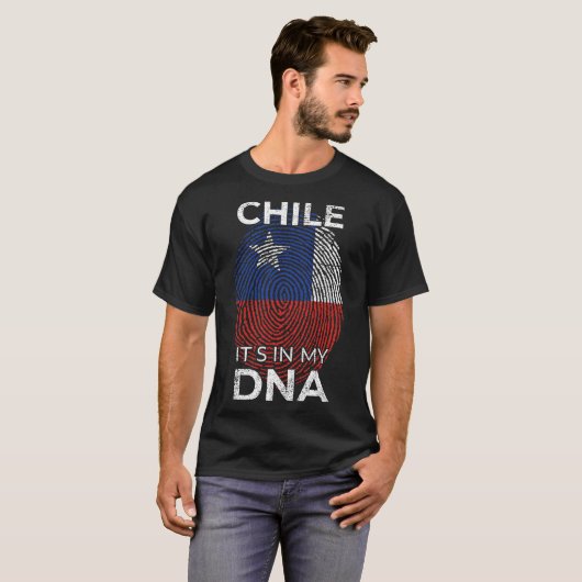 Chili DNA Flag Chileense erfgoedlijst Hispanic Roo T-shirt (Voorkant volledig)