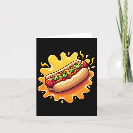 Chili Dog Met Jalepenos Ontwerp Kaart (Voorkant)