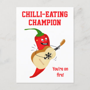 Chili Eating Champion Je staat in brand Grappig Briefkaart