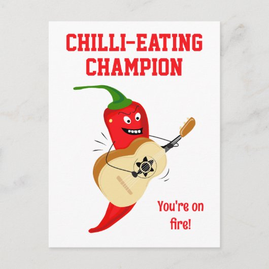 Chili Eating Champion Je staat in brand Grappig Briefkaart (Voorkant)