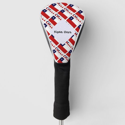 Chili en Chileense vlag met Jouw naam Golfheadcover (Voorkant)