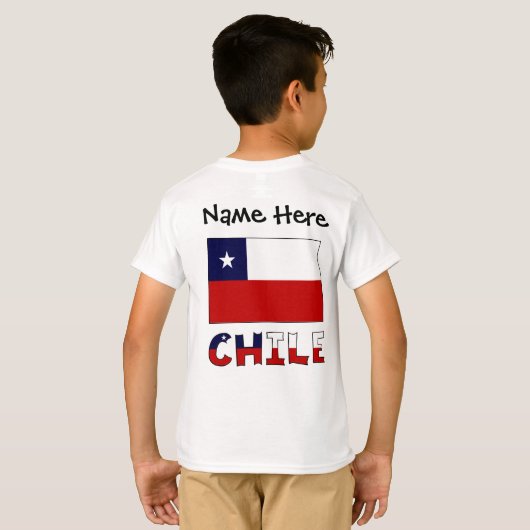 Chili en Chileense vlag met Jouw naam T-shirt (Achterkant volledig)