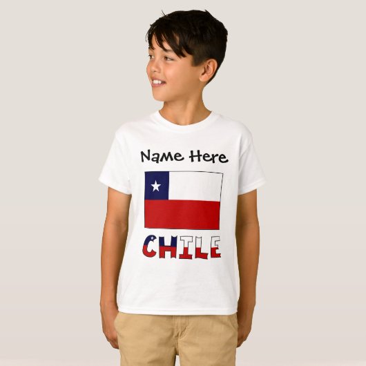 Chili en Chileense vlag met Jouw naam T-shirt (Voorkant volledig)