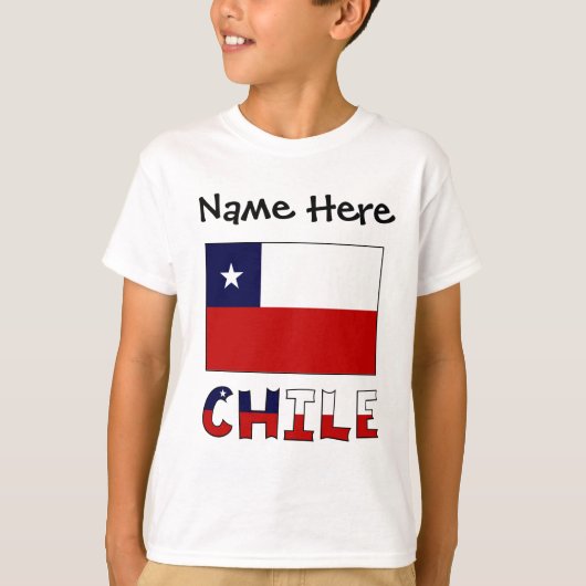 Chili en Chileense vlag met Jouw naam T-shirt (Voorkant)