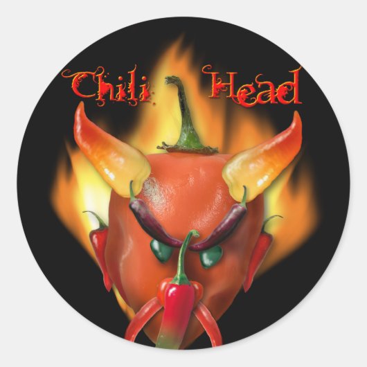 Chili Head Devil Ronde Sticker (Voorkant)