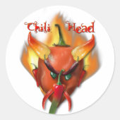 Chili Head Devil Ronde Sticker (Voorkant)