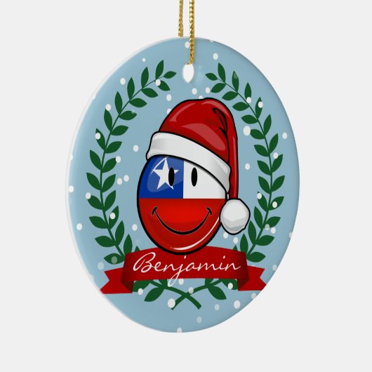 Chili kerststijl met vlag keramisch ornament (Rechts)