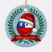 Chili kerststijl met vlag keramisch ornament (Voorkant)