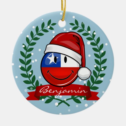 Chili kerststijl met vlag keramisch ornament (Voorkant)