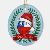 Chili kerststijl met vlag keramisch ornament (Links)