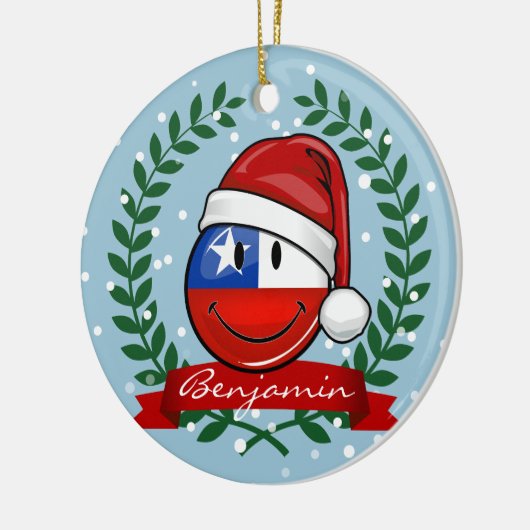 Chili kerststijl met vlag keramisch ornament (Links)
