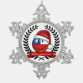 Chili kerststijl met vlag tin sneeuwvlok ornament