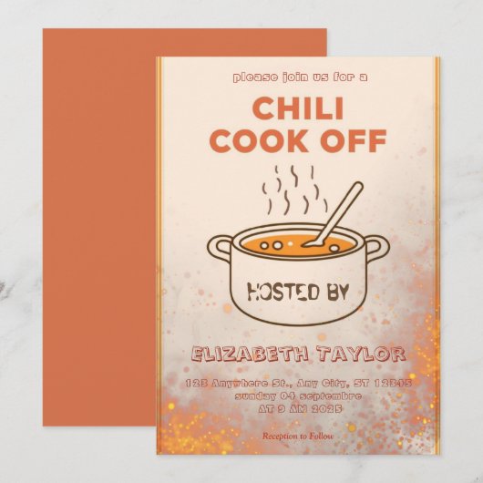 Chili Kook Off Feest Uitnodiging (Voorkant / Achterkant)