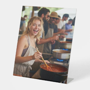 Chili Kook Wedstrijd Foto Aanpassen Reclamebord Met Voetstuk