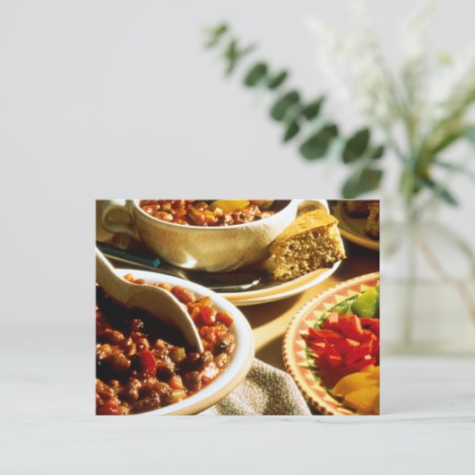 Chili met CornBrood Briefkaart (Staand voorkant)