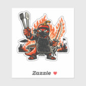 Chili Ninja BBQ Master — Vintage Zomer Vuur  Sticker (Vel)