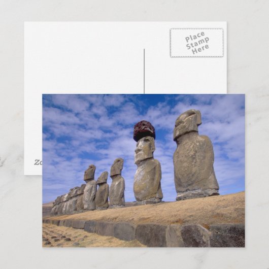 Chili, Paaseiland. De 15 Moais bij Ahu Briefkaart (Voorkant / Achterkant)