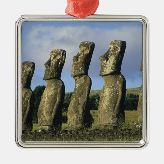 Chili, Paaseiland, Rapa Nui, Ahu Akivi Metalen Ornament (Voorkant)