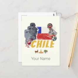 Chili  Paaseilandvlag en Alpaca Briefkaart