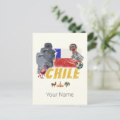 Chili Paaseilandvlag en Alpaca Briefkaart (Staand voorkant)