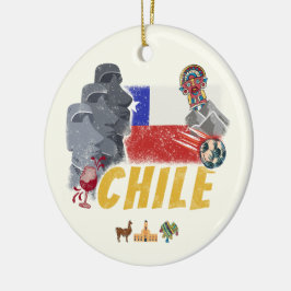 Chili  Paaseilandvlag en Alpaca Keramisch Ornament