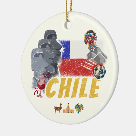 Chili Paaseilandvlag en Alpaca Keramisch Ornament (Links)