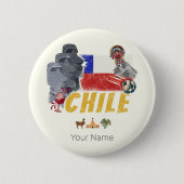 Chili  Paaseilandvlag en Alpaca Ronde Button 5,7 Cm (Voorkant)
