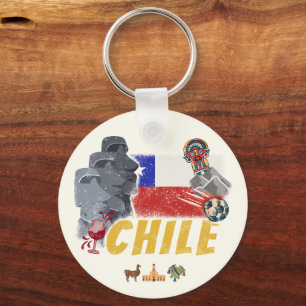 Chili Paaseilandvlag en Alpaca Sleutelhanger