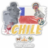 Chili  Paaseilandvlag en Alpaca Sticker (Voorkant)