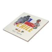 Chili  Paaseilandvlag en Alpaca Tegeltje (Zijkant)