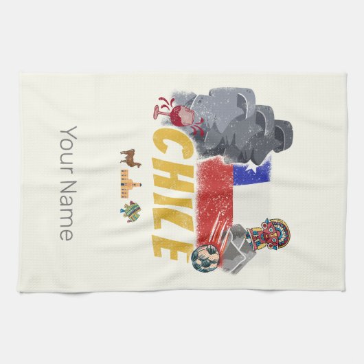 Chili  Paaseilandvlag en Alpaca Theedoek (Horizontaal)