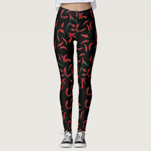 Chili Patroon Rood Zwart en Groen Leggings
