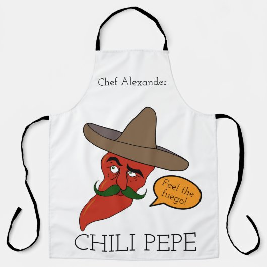 Chili Pepe personaliseren Long Apron Schort (Voorkant)