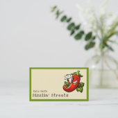 Chili peper cartoon karakter visitekaartje (Staand voorkant)