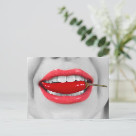 Chili peper lippen briefkaart (Staand voorkant)