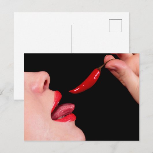 Chili peper lippen briefkaart (Voorkant / Achterkant)