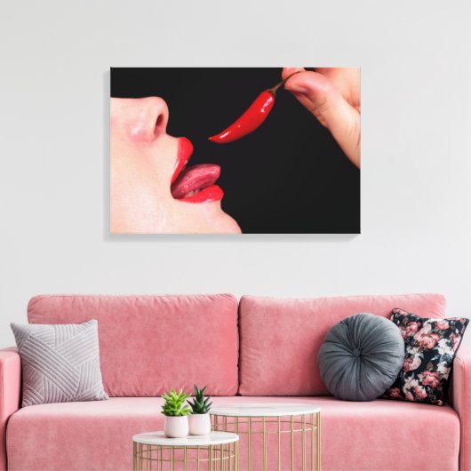 Chili peper lippen canvas afdruk (Insitu (Woonkamer))