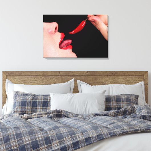 Chili peper lippen canvas afdruk (Insitu (Slaapkamer))