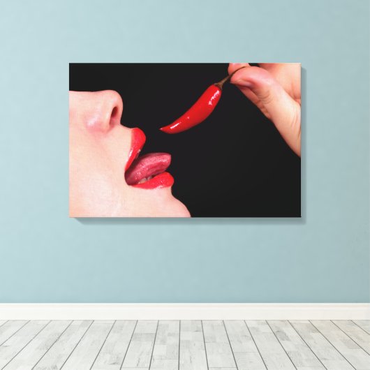 Chili peper lippen canvas afdruk (Insitu (Houten vloer))